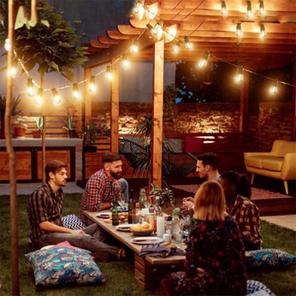 Warm Festoon Lighting Outside
