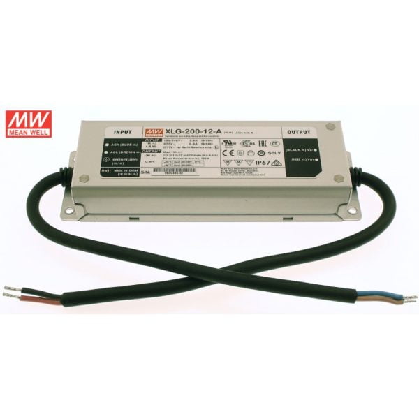 Mean Well 200 Watt LED Driver 12V IP67 (XLG-200-12-A)