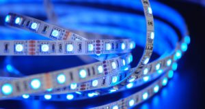 A bundle of Blue LED Light Strip.