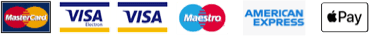 Payments we accept are: MasterCard, VISA, Maestro, Amex, Google Pay, Paypal & Apple Pay